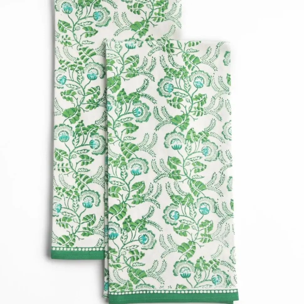 Gardenia Vine Emerald Tea Towels