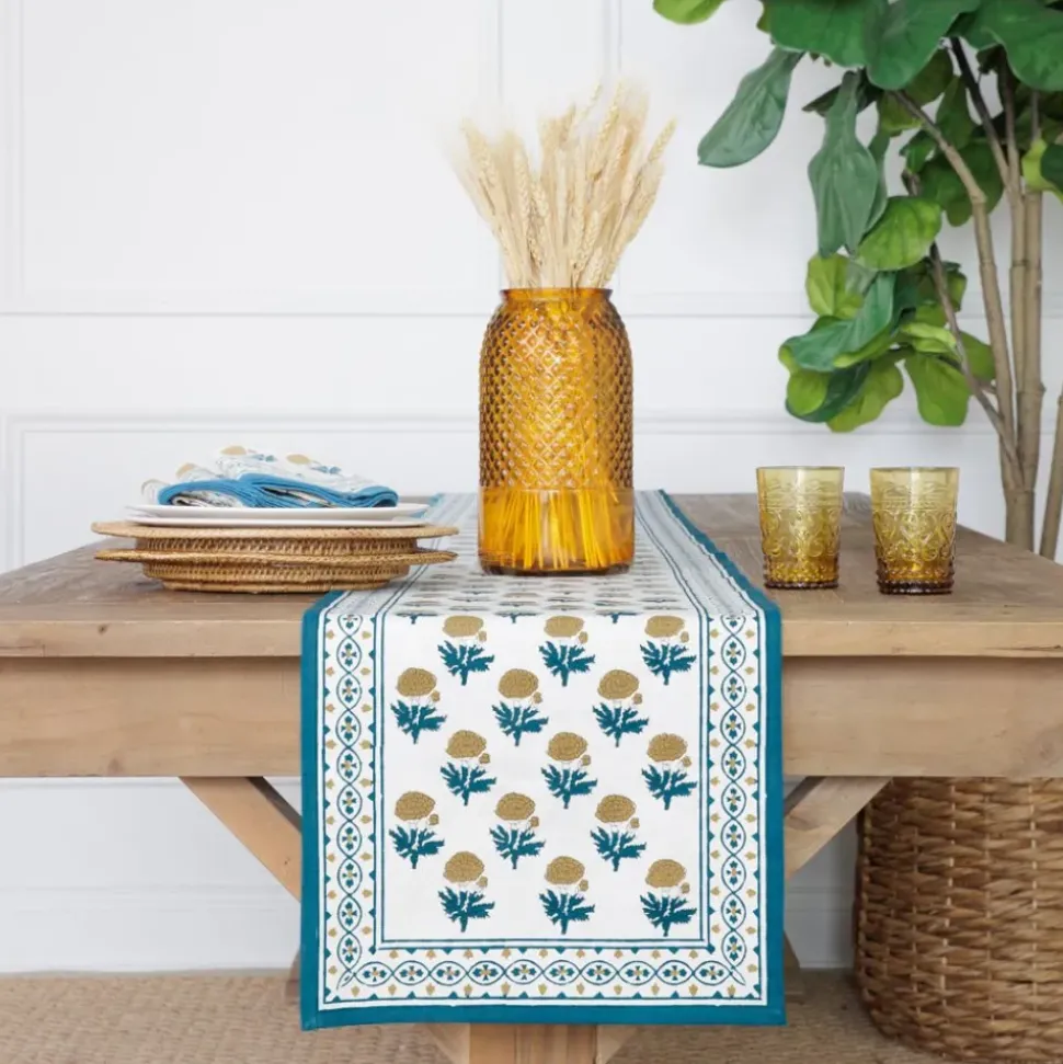 Gaya Teal & Marigold Table Runner