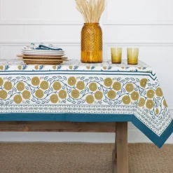 Gaya Teal & Marigold Tablecloth