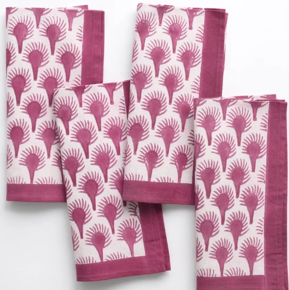 Geo Feather Fuchsia Napkin | Set of 4