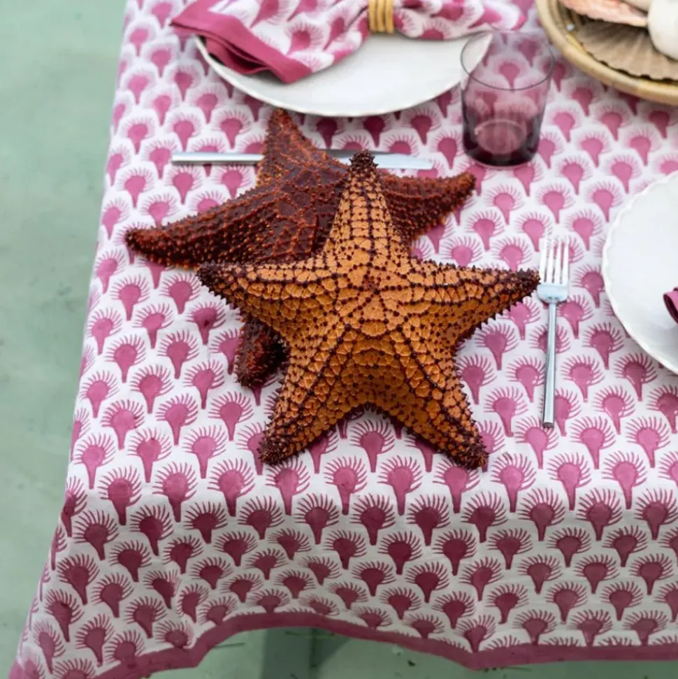 Geo Feather Fuchsia Tablecloth