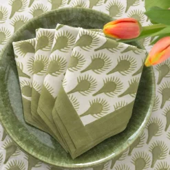 Geo Feather Moss Napkin | Set of 4