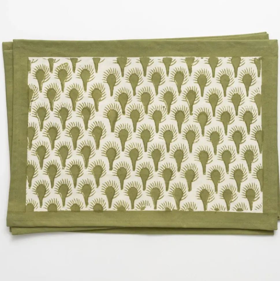 Geo Feather Moss Placemats | Set of 4