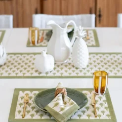 Geo Feather Moss Placemats | Set of 4