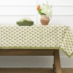 Geo Feather Moss Tablecloth