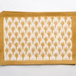 Geo Feather Ochre Placemats | Set of 4