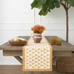 Geo Feather Ochre Table Runner