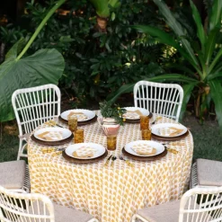 Geo Feather Ochre Tablecloth