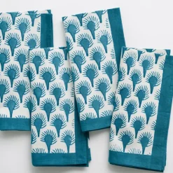 Geo Feather Teal Napkin | Set of 4