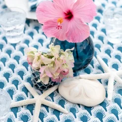 Geo Feather Teal Tablecloth