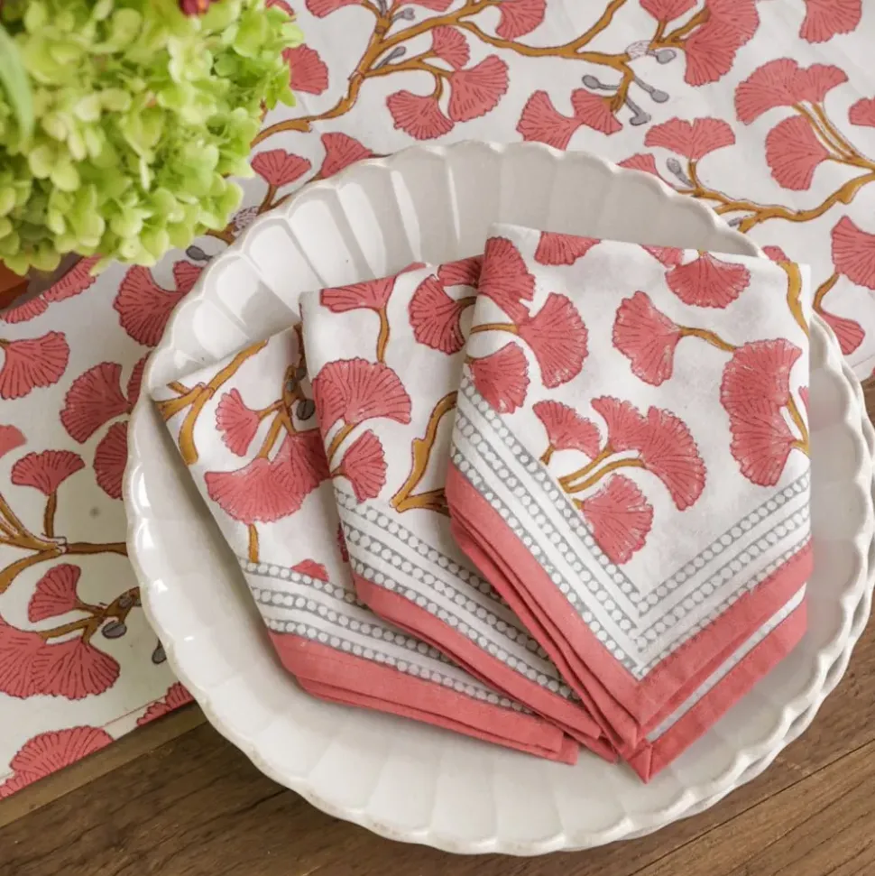 Ginkgo Coral Napkin | Set of 4