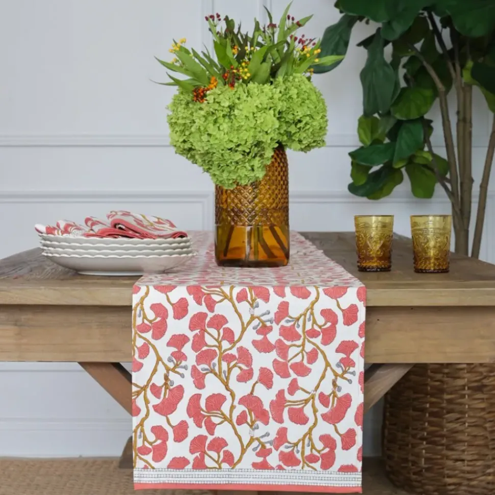 Ginkgo Coral Table Runner