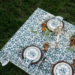 Ginkgo Teal Tablecloth