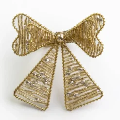 Gold Bow Beaded Napkin Ring | Set of 4