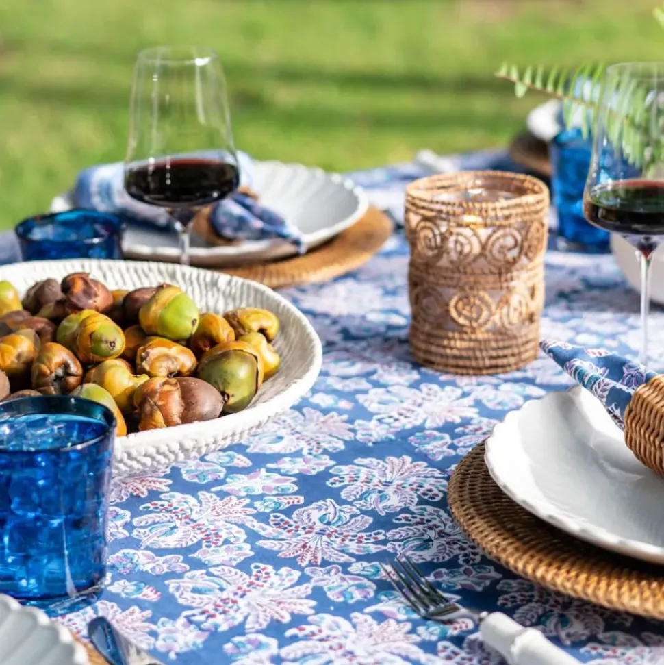 Grecian Palm Blue & Orchid Tablecloth