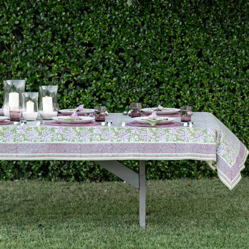 Grecian Palm Fern & Magenta Tablecloth
