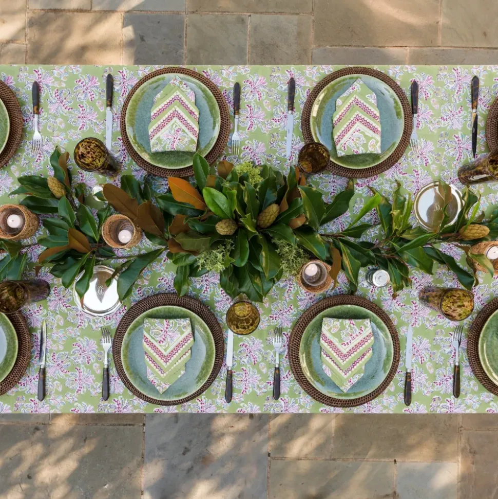 Grecian Palm Fern & Magenta Tablecloth