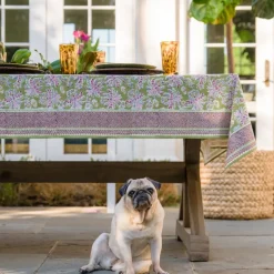 Grecian Palm Fern & Magenta Tablecloth