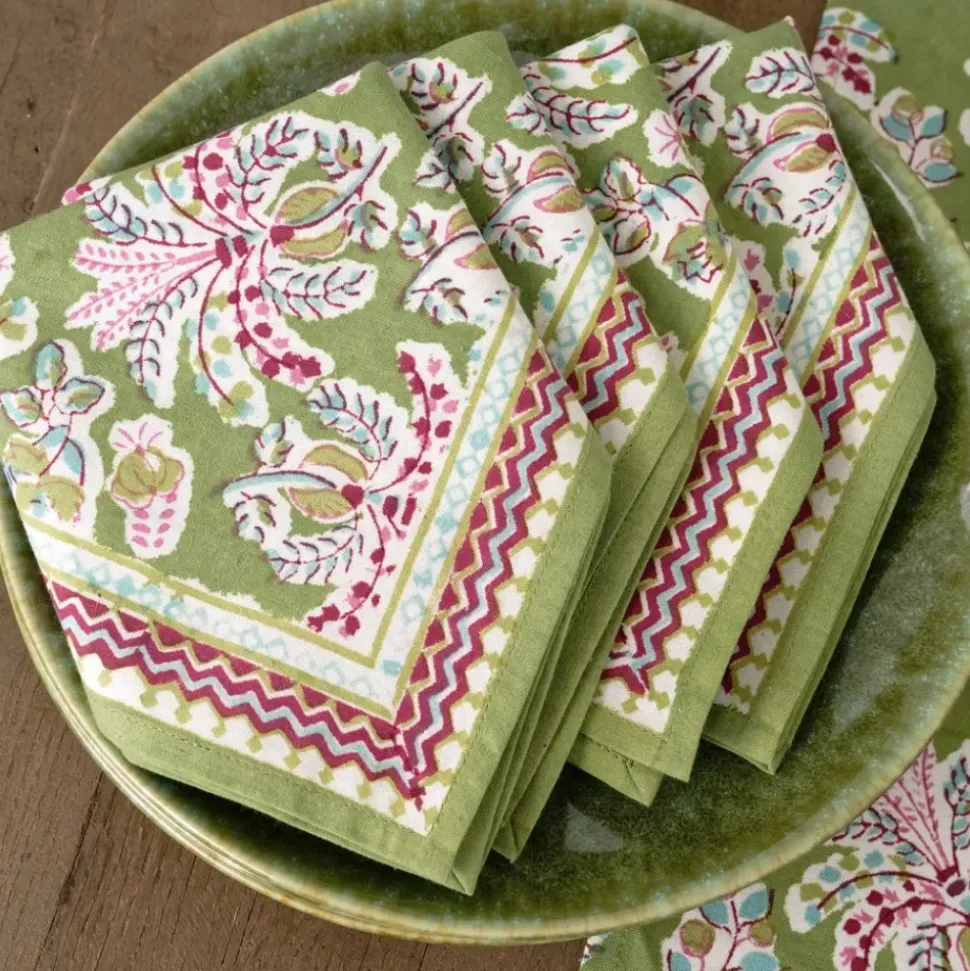 Grecian Palm Fern & Magenta Napkin | Set of 4