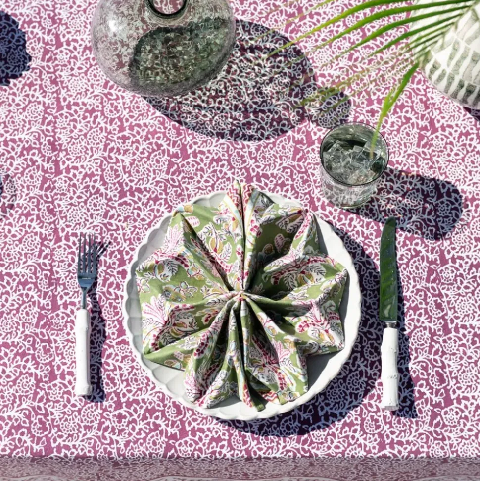 Grecian Palm Fern & Magenta Napkin | Set of 4