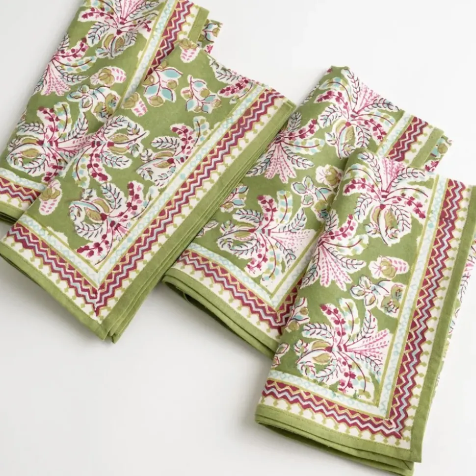 Grecian Palm Fern & Magenta Napkin | Set of 4
