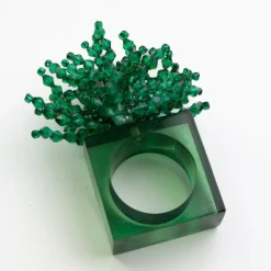 Green Acrylic Beaded Napkin Ring | Set of 4