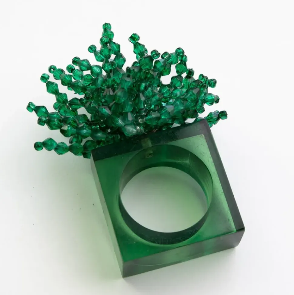 Green Acrylic Beaded Napkin Ring | Set of 4