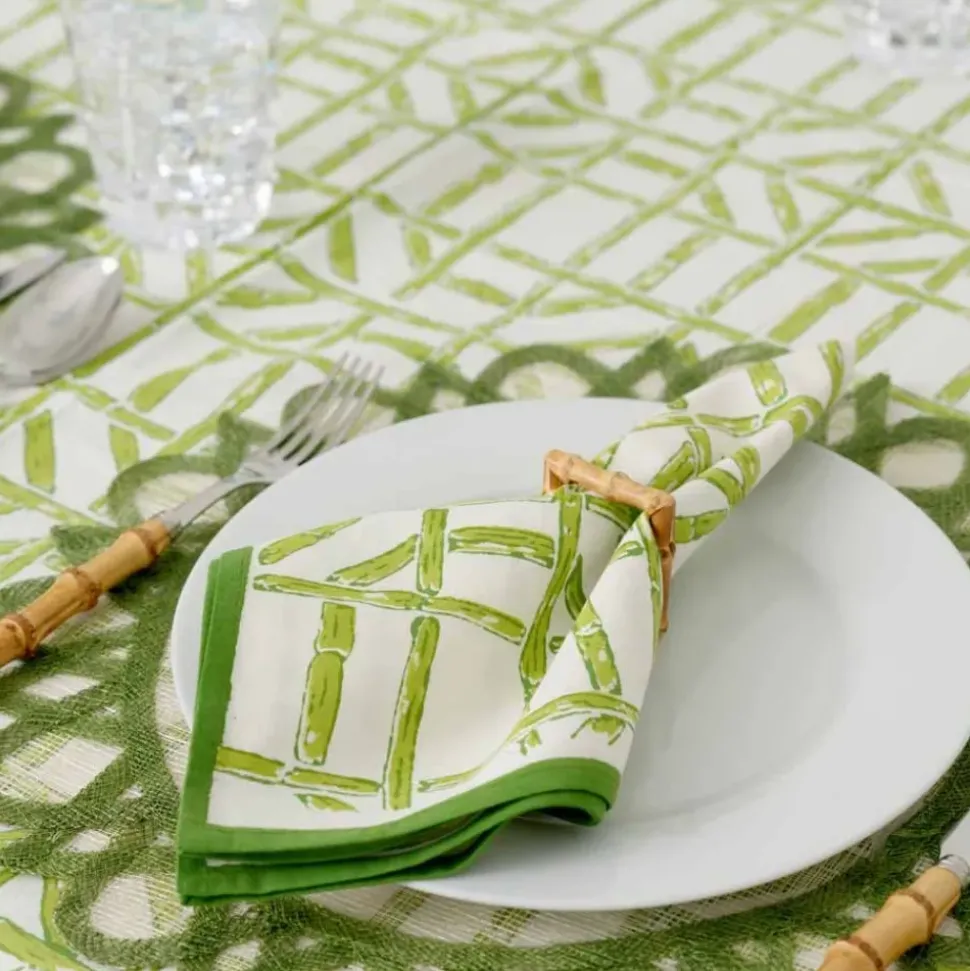 Green Edge Woven Round Placemats | Set 4