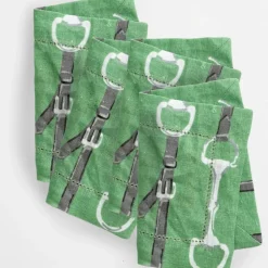 Green Linen Snaffle & Buckle Cocktail Napkin | Set of 4