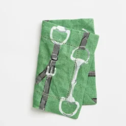 Green Linen Snaffle & Buckle Cocktail Napkin | Set of 4