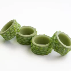 Green Round Resin Beaded Napkin Ring | Set of 4