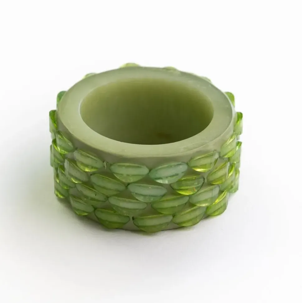 Green Round Resin Beaded Napkin Ring | Set of 4