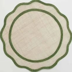 Green Scalloped Edge Woven Placemats | Set 4