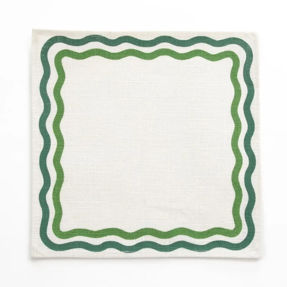 Green Square Wave Placemat | Set of 4