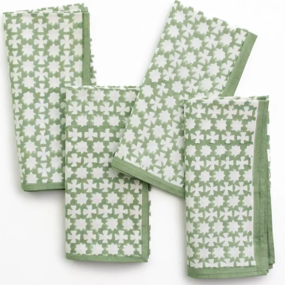 India Hicks Cuban Cross Soft Sage Napkins