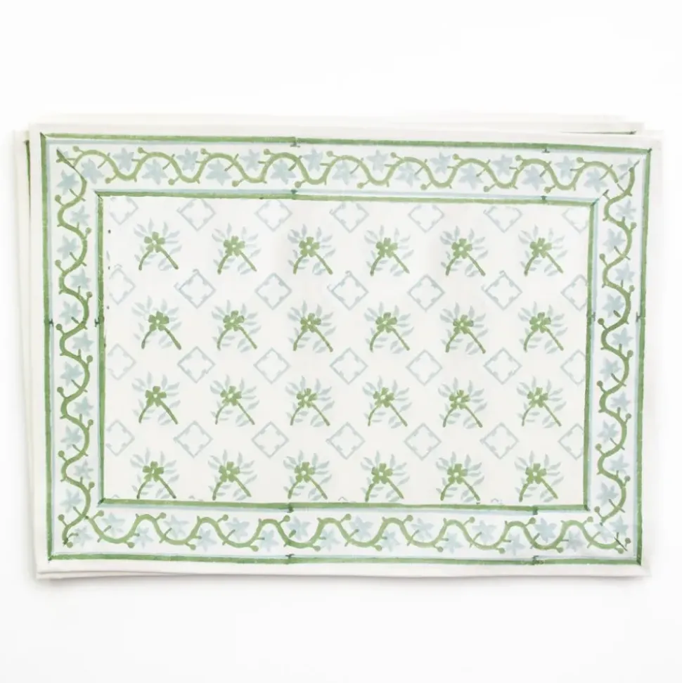 India Hicks Cuban Flower Blue & Green Placemats