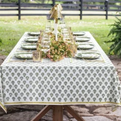 India Hicks Home Carnation Hunter Green Tablecloth