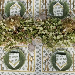 India Hicks Home Carnation Hunter Green Tablecloth