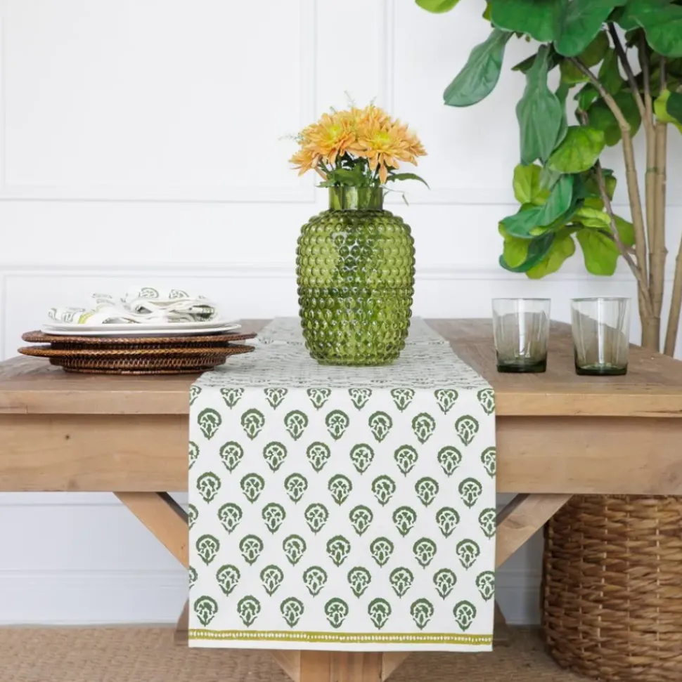 India Hicks Home Carnation Hunter Green Table Runner