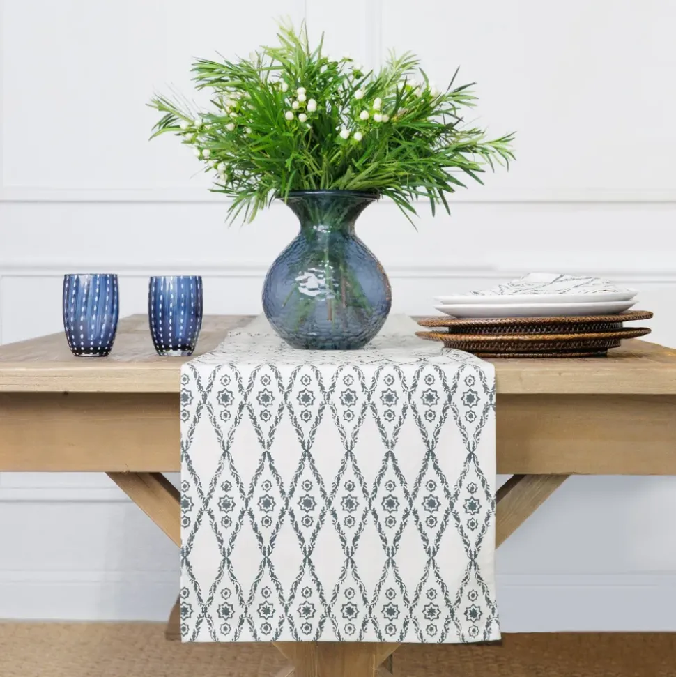 India Hicks Home Diamond Blue Table Runner