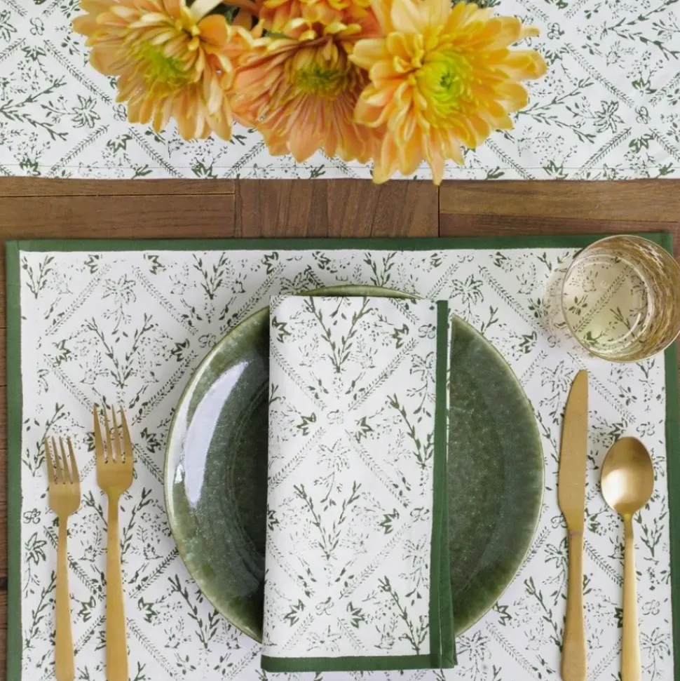 India Hicks Home Sea Ferns & Domino Hunter Green Placemat | Set of 4
