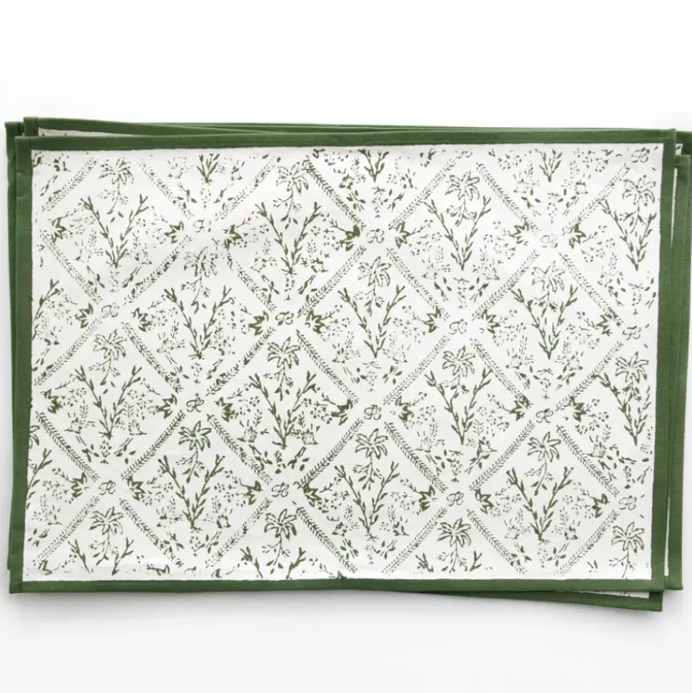 India Hicks Home Sea Ferns & Domino Hunter Green Placemat | Set of 4