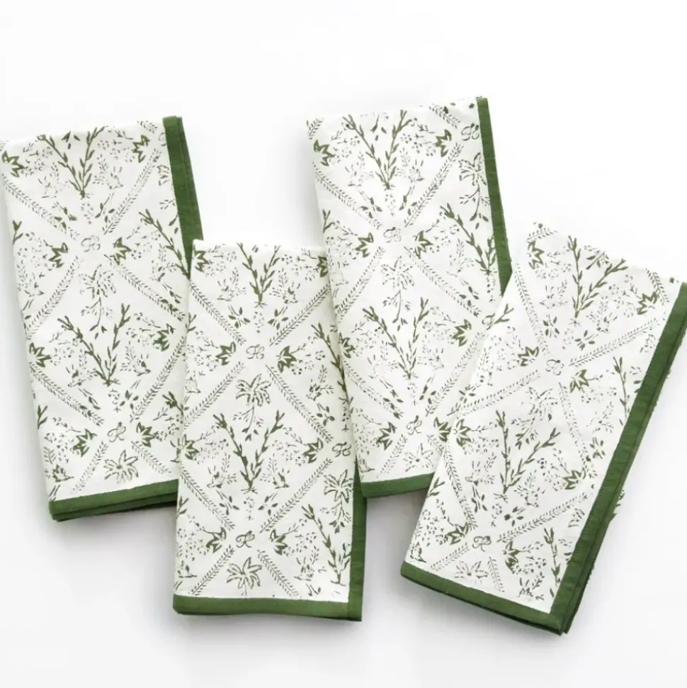 India Hicks Home Sea Ferns & Domino Hunter Green Napkin | Set of 4