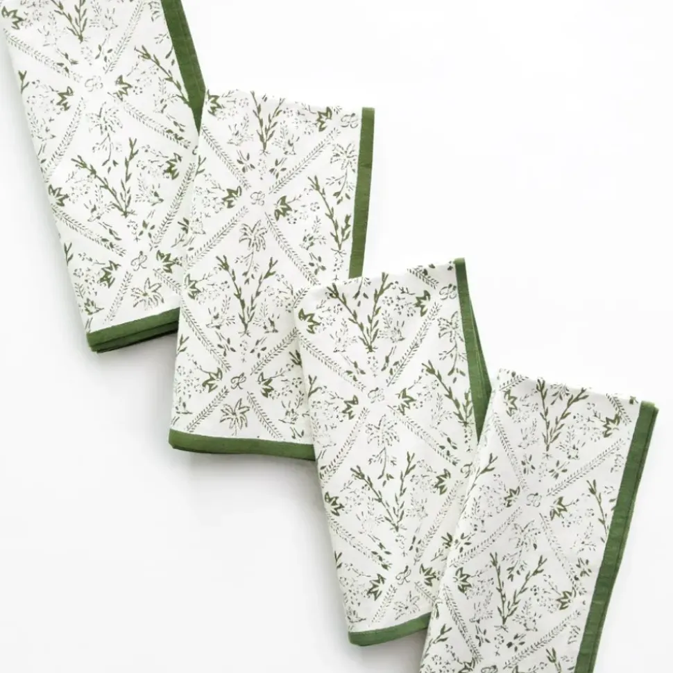 India Hicks Home Sea Ferns & Domino Hunter Green Napkin | Set of 4