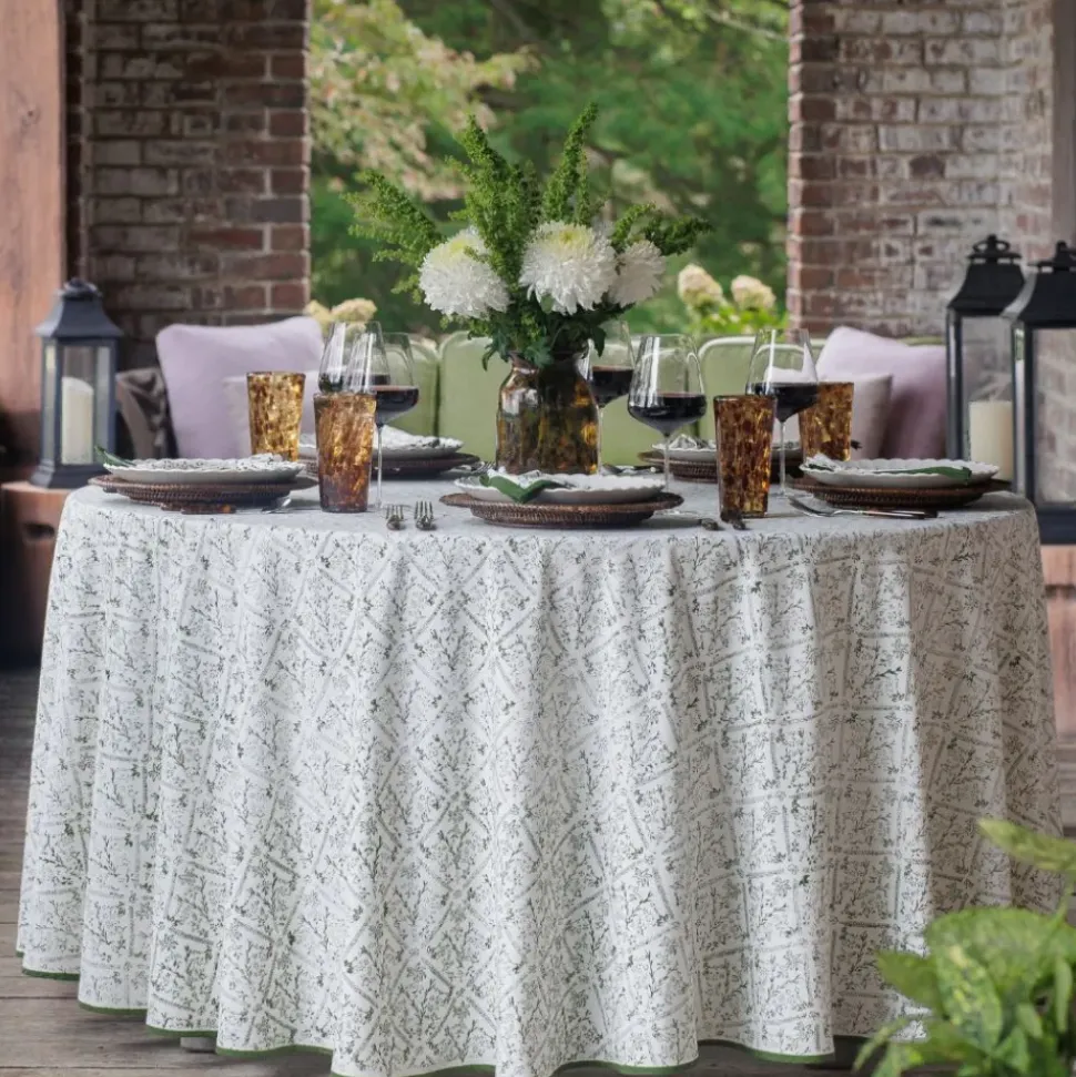 India Hicks Home Sea Ferns & Domino Hunter Green Tablecloth