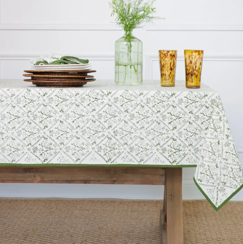 India Hicks Home Sea Ferns & Domino Hunter Green Tablecloth