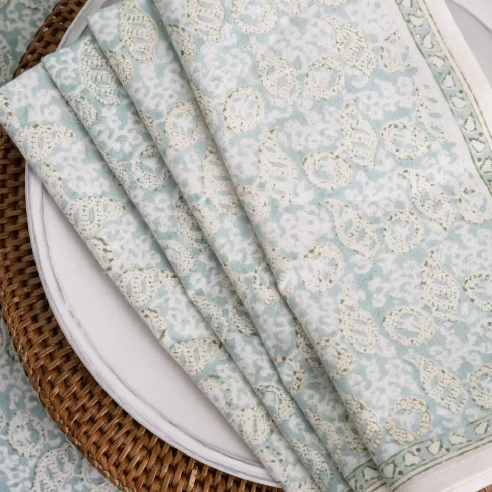 India Hicks Home Seashell Seafoam Napkin | Set of 4