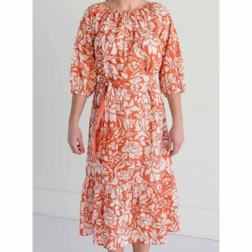 Mango Parrot Ruffle Midi Dress