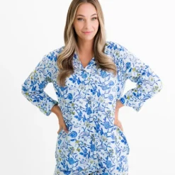 Mila Floral Blue Pajama Top