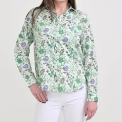 Mila Floral Emerald Button Down Blouse